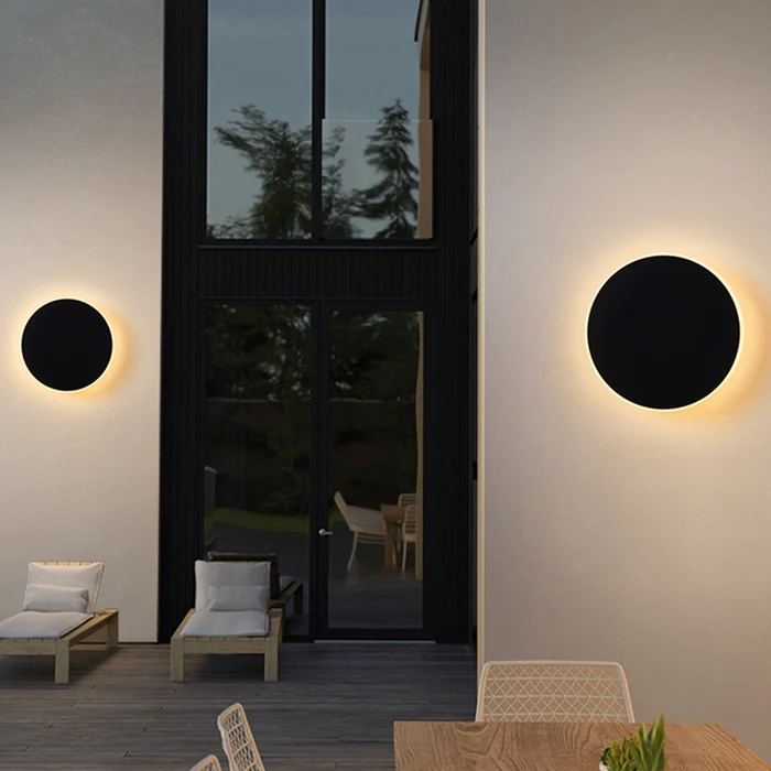 Variant image for Elegante Runde LED-Wandleuchte Außen | Wetterfest, Minimalistisches Design, Energieeffizient, Schwarz, Ø13-30cm-2