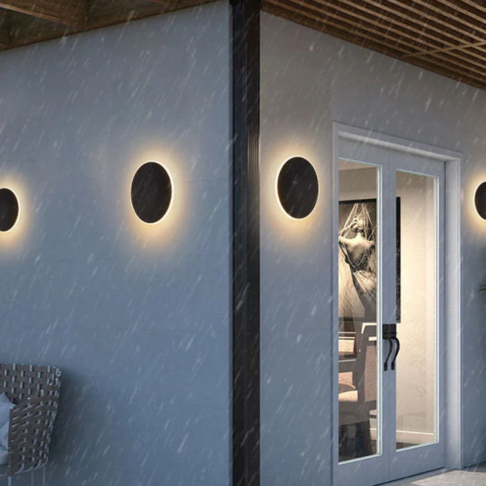 Elegante Runde LED-Wandleuchte Außen | Wetterfest, Minimalistisches Design, Energieeffizient, Schwarz, Ø13-30cm-3