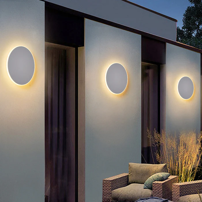 Elegante Runde LED-Wandleuchte Außen | Wetterfest, Minimalistisches Design, Energieeffizient, Schwarz, Ø13-30cm-5