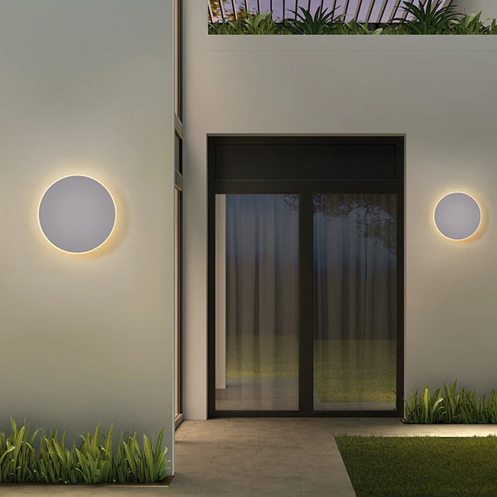 Elegante Runde LED-Wandleuchte Außen | Wetterfest, Minimalistisches Design, Energieeffizient, Schwarz, Ø13-30cm-6