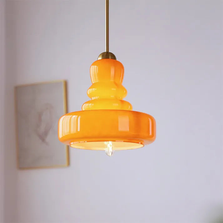 Variant image for Bauhaus Kürbis Pendelleuchte aus Glas – Elegante Hängeleuchte für Esszimmer und Wohnzimmer, 30 cm Durchmesser-7