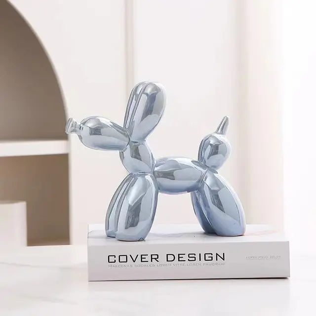 PuffyPooch Ballonhund Skulptur | Verspielte Dekofigur für Wohnzimmer und Kinderzimmer aus Kunstharz – 18x22 cm-3