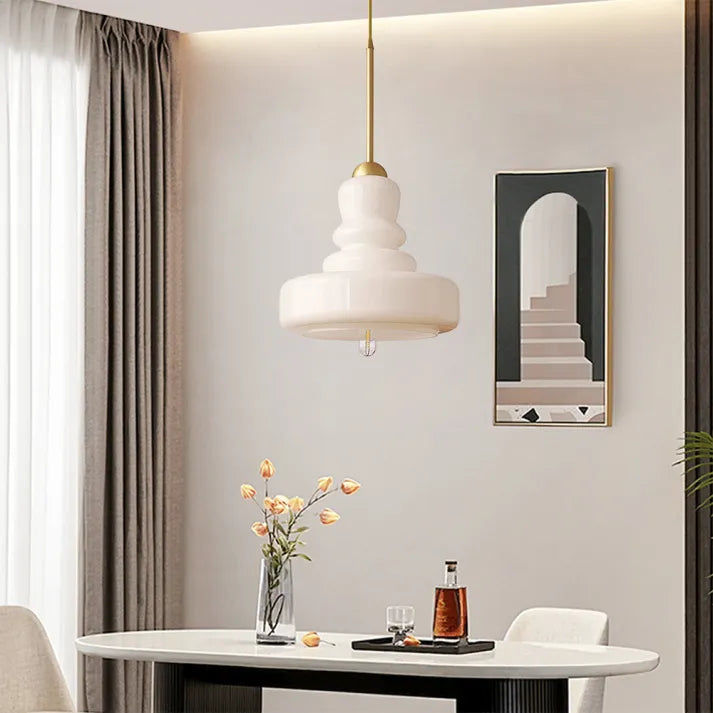 Variant image for Bauhaus Kürbis Pendelleuchte aus Glas – Elegante Hängeleuchte für Esszimmer und Wohnzimmer, 30 cm Durchmesser-6
