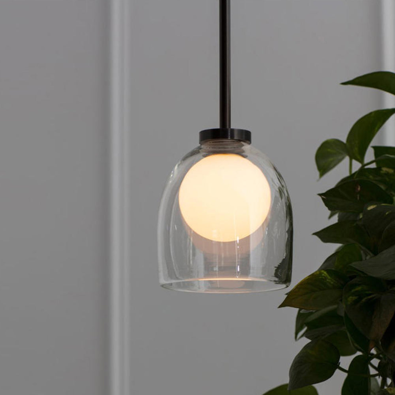 Elegante Pendelleuchte aus Glas mit Metallrahmen | Moderne Hängeleuchte für Esszimmer und Wohnbereich – G9 Leuchtmittel, D18 x H20 cm-2