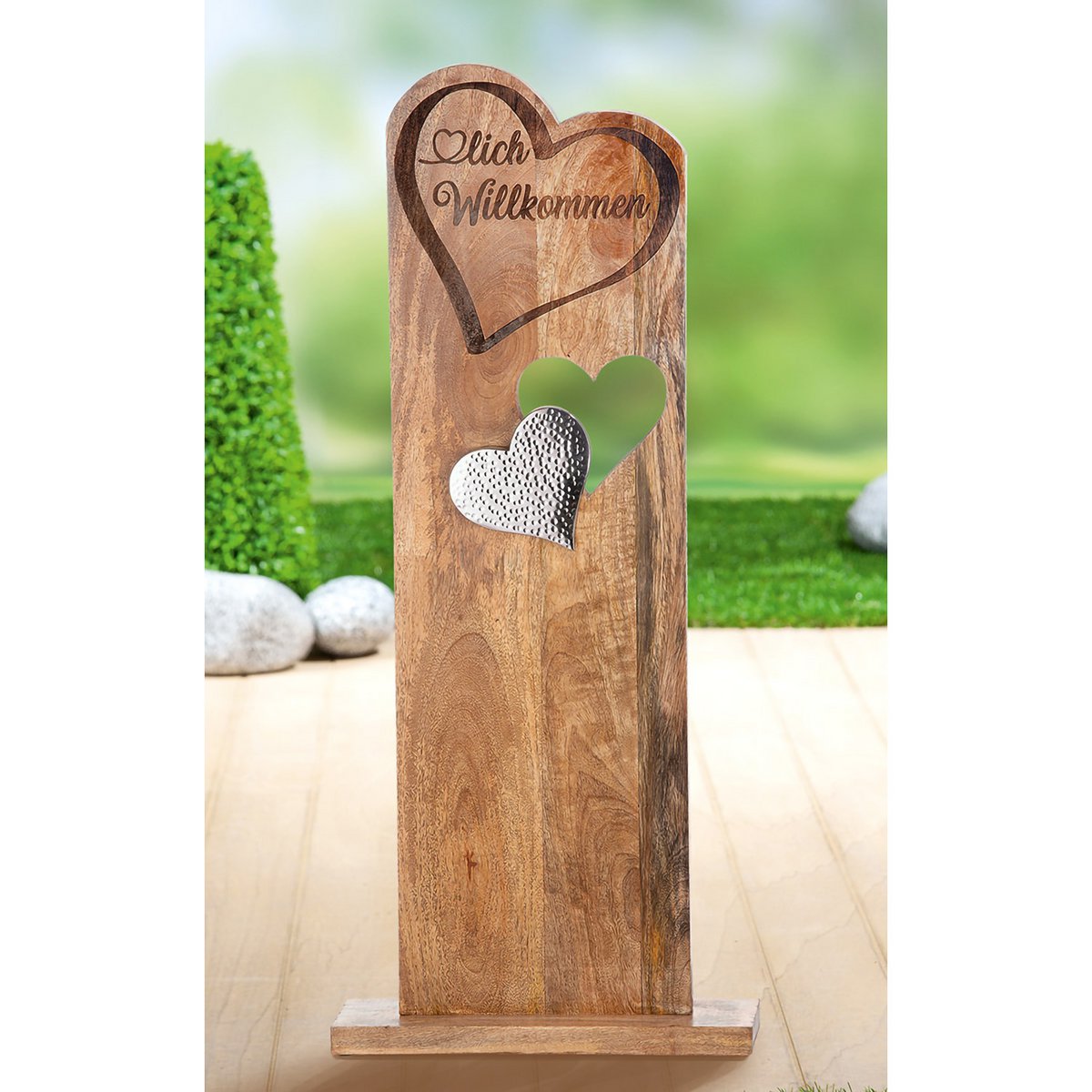 Holz Standrelief "Herz" - Wanddecoratie met karakter – Kleurrijke muurkunst voor elk interieur