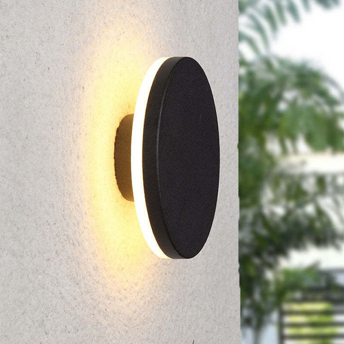 Moderne LED Wandleuchte Außen – Rundes Design, Wetterfest, IP65, Metall + Acryl, Durchmesser 18cm-1