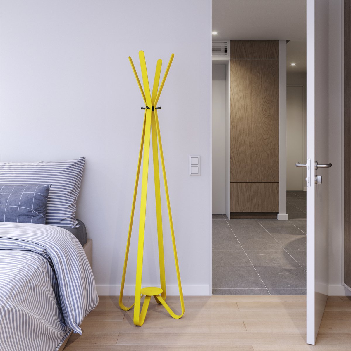 Gorillz Modi Garderobenständer – Moderner Kleiderständer aus Stahl mit 8 Haken & Dreiecksdesign, platzsparend & stabil, 174 cm hoch