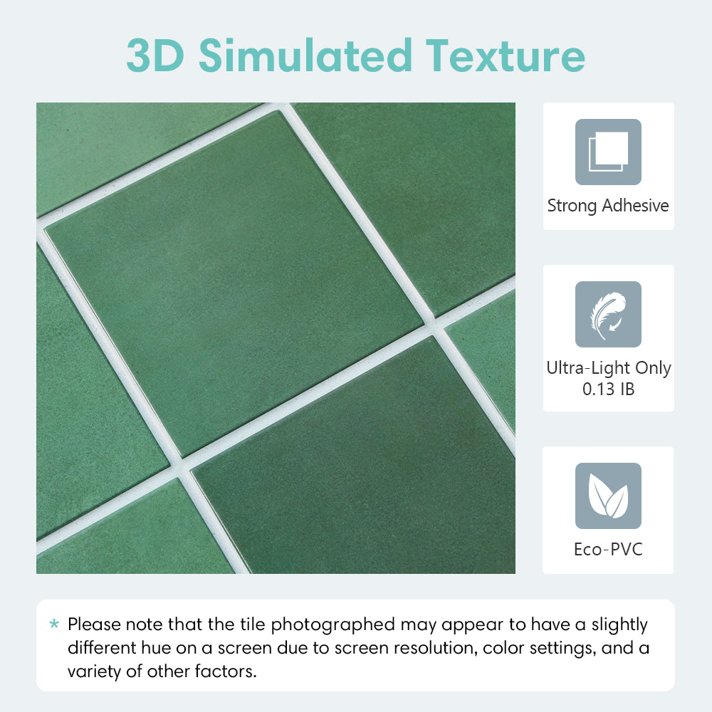 3D Dunkelgrüne Quadratische Peel and Stick Wandfliese | Wanddekoration 5