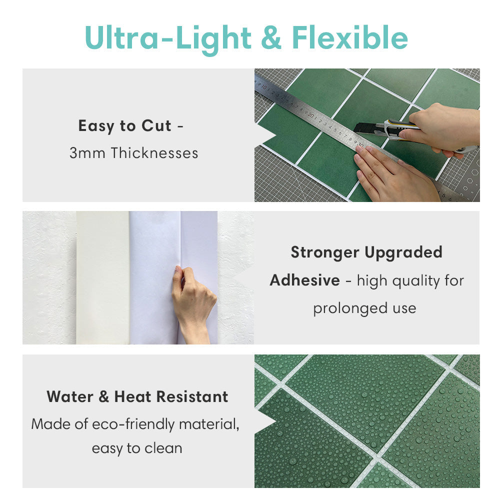 3D Dunkelgrüne Quadratische Peel and Stick Wandfliese | Wanddekoration 6