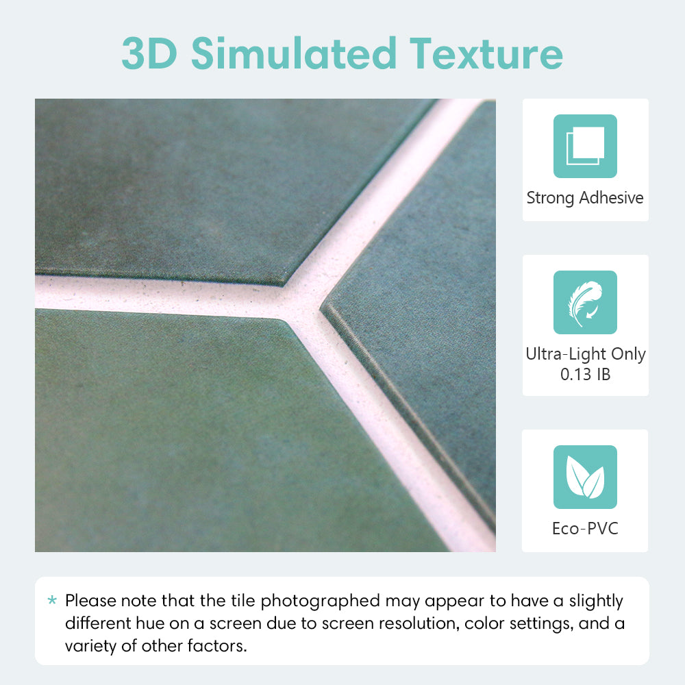 3D Patina Grün Hexagon Wandfliesen | Selbstklebende Fliesen 5
