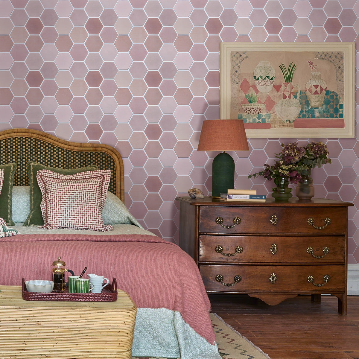 3D Pink Hexagon Klebefliesen | Wandfliesen für Bad und Küche 1
