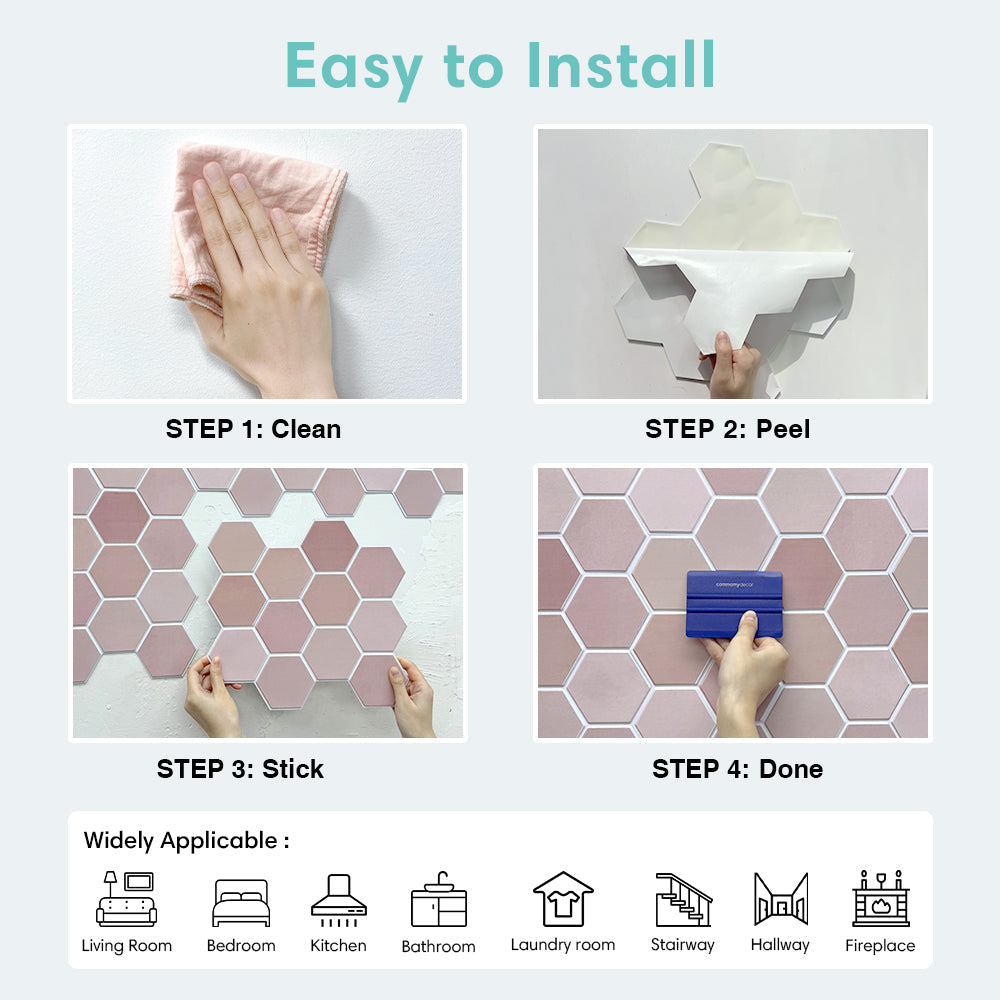3D Pink Hexagon Klebefliesen | Wandfliesen für Bad und Küche 7