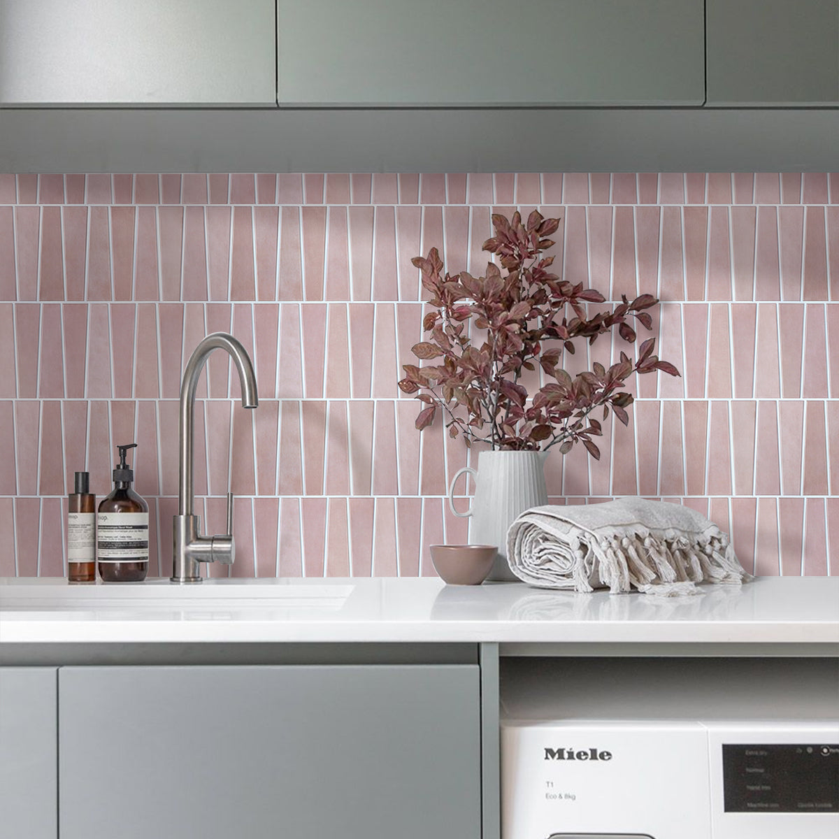 3D Trapez Pink Selbstklebende Wandfliesen | Moderne Wandpaneele 2
