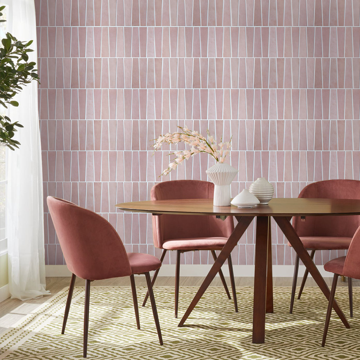 3D Trapez Pink Selbstklebende Wandfliesen | Moderne Wandpaneele 3