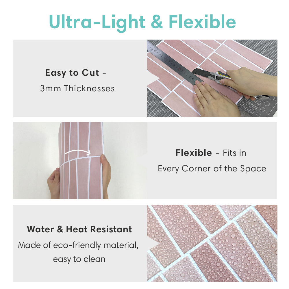 3D Trapez Pink Selbstklebende Wandfliesen | Moderne Wandpaneele 6