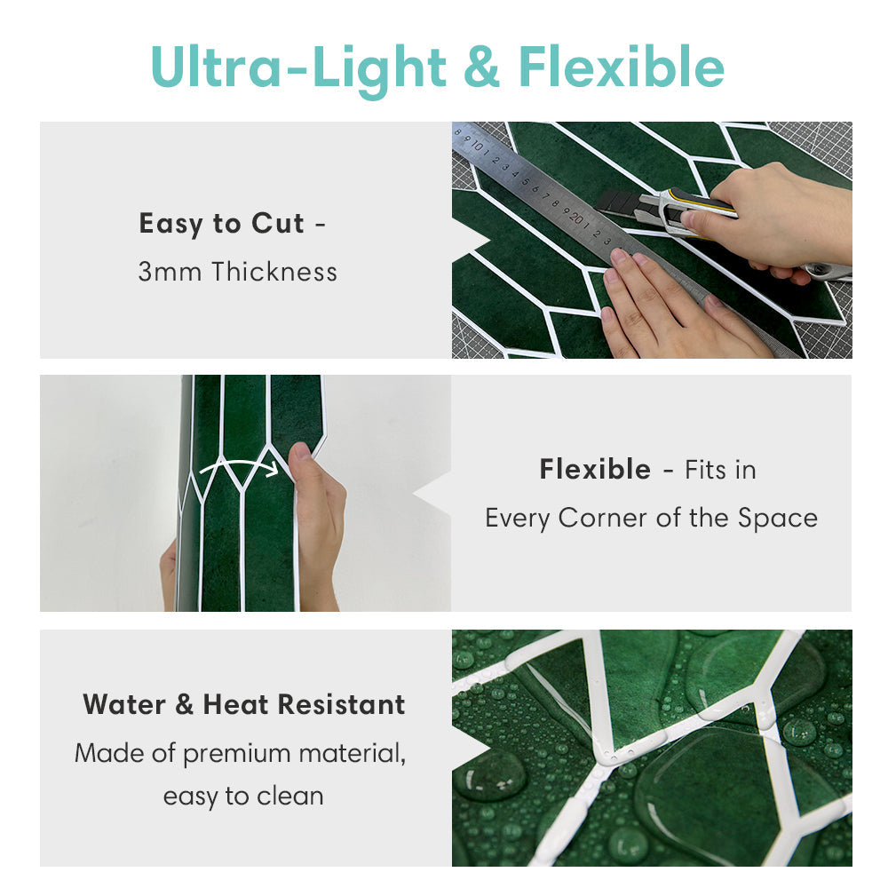 3D Waldgrün | Hexagon Peel and Stick Wandfliese für Bad und Küche 6