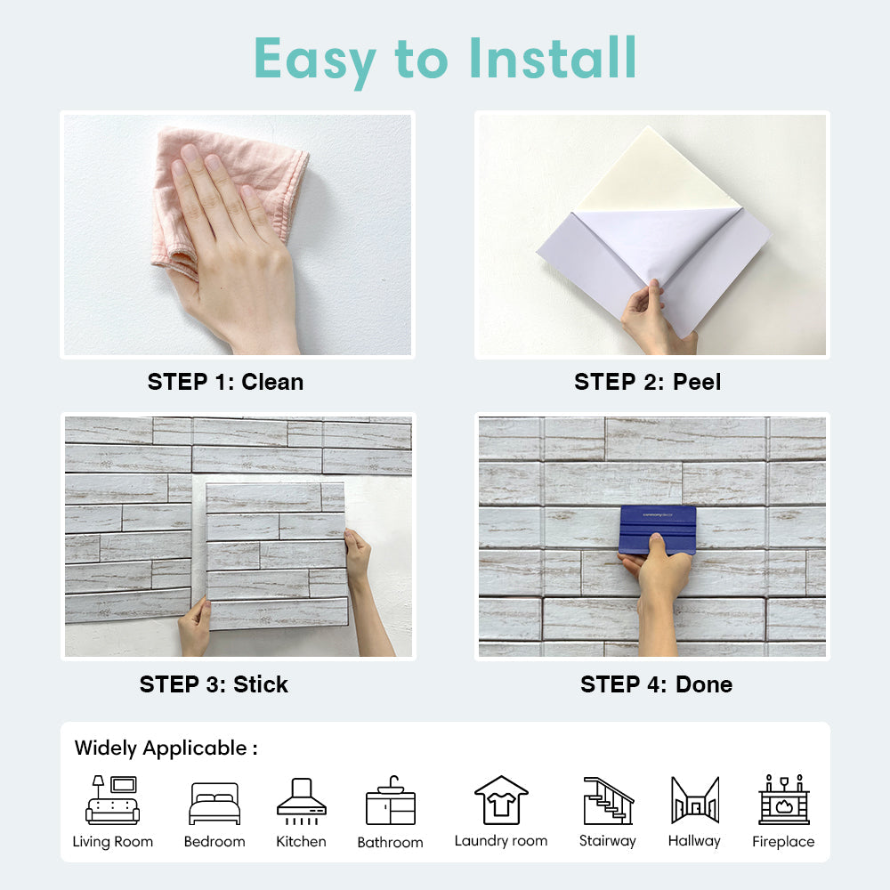 3D Weiß Shiplap Holzpaneele | Selbstklebende Wandverkleidung 7
