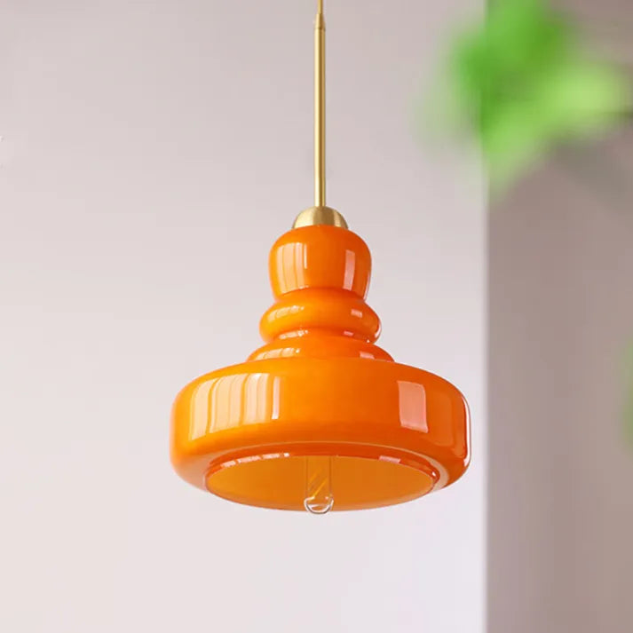 Bauhaus Kürbis Pendelleuchte aus Glas – Elegante Hängeleuchte für Esszimmer und Wohnzimmer, 30 cm Durchmesser-6
