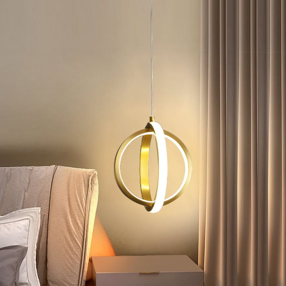 Elegante 2-Ring Pendelleuchte aus Messing – Moderne Hängelampe für Esszimmer und Wohnzimmer, Inklusive LED, 24 cm Durchmesser, 175 cm Höhe-1