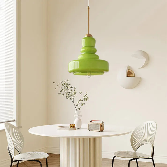 Bauhaus Kürbis Pendelleuchte aus Glas – Elegante Hängeleuchte für Esszimmer und Wohnzimmer, 30 cm Durchmesser-3