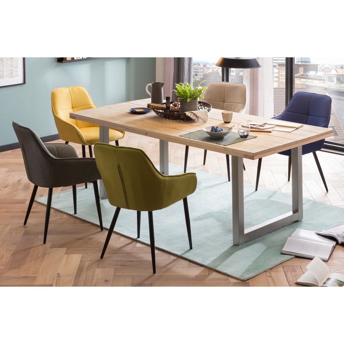 Moebilia Esstisch 200x100 cm aus Mangoholz & Metall – Industrial Design im Factory Look