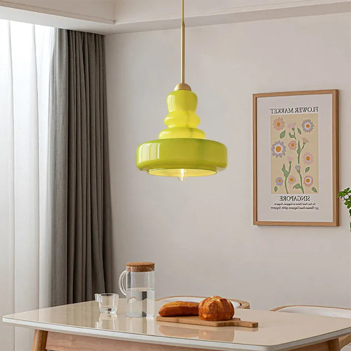 Bauhaus Kürbis Pendelleuchte aus Glas – Elegante Hängeleuchte für Esszimmer und Wohnzimmer, 30 cm Durchmesser-2