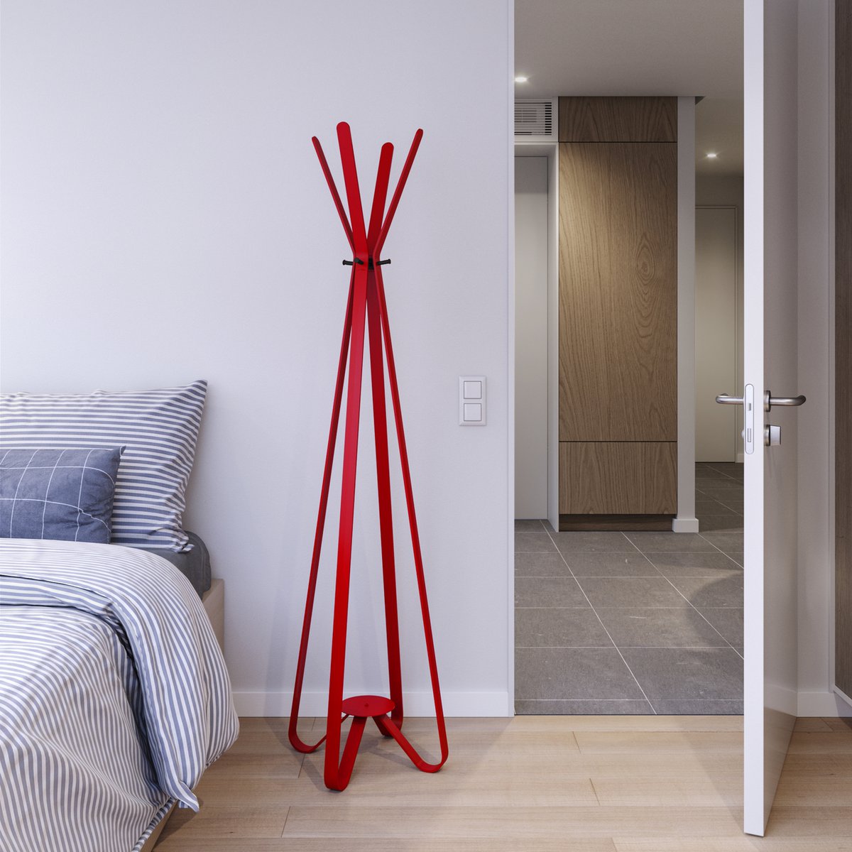 Gorillz Modi Garderobenständer – Moderner Kleiderständer aus Stahl mit 8 Haken & Dreiecksdesign, platzsparend & stabil, 174 cm hoch