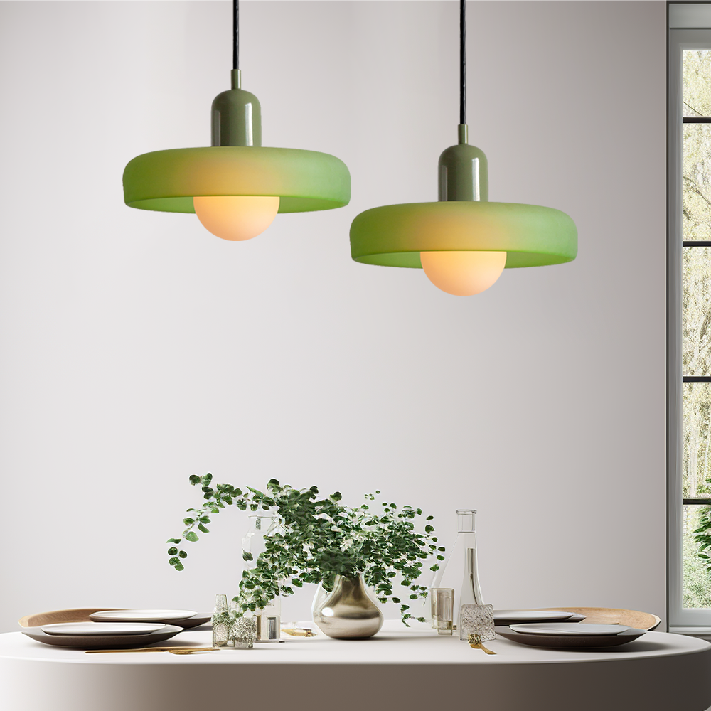 Variant image for Bauhaus Pendelleuchte aus Farbglas – Moderne Hängelampe für Esszimmer | D25/D35 cm, Verstellbare Höhe, Kunstvolles Design-19