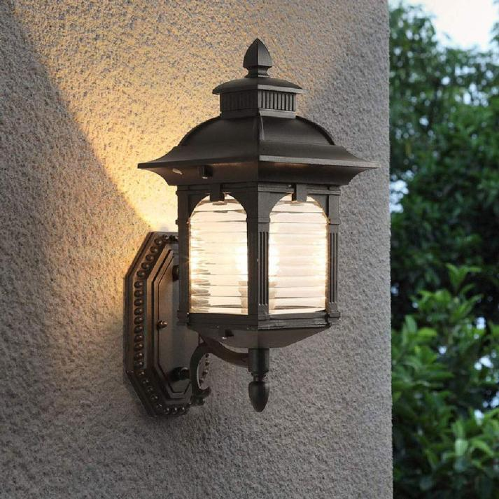 Antike Wandleuchte Außen Schwarz mit Glas und Aluminium – Ø26cm x H39cm, Vintage-Charme für Ihren Außenbereich-1