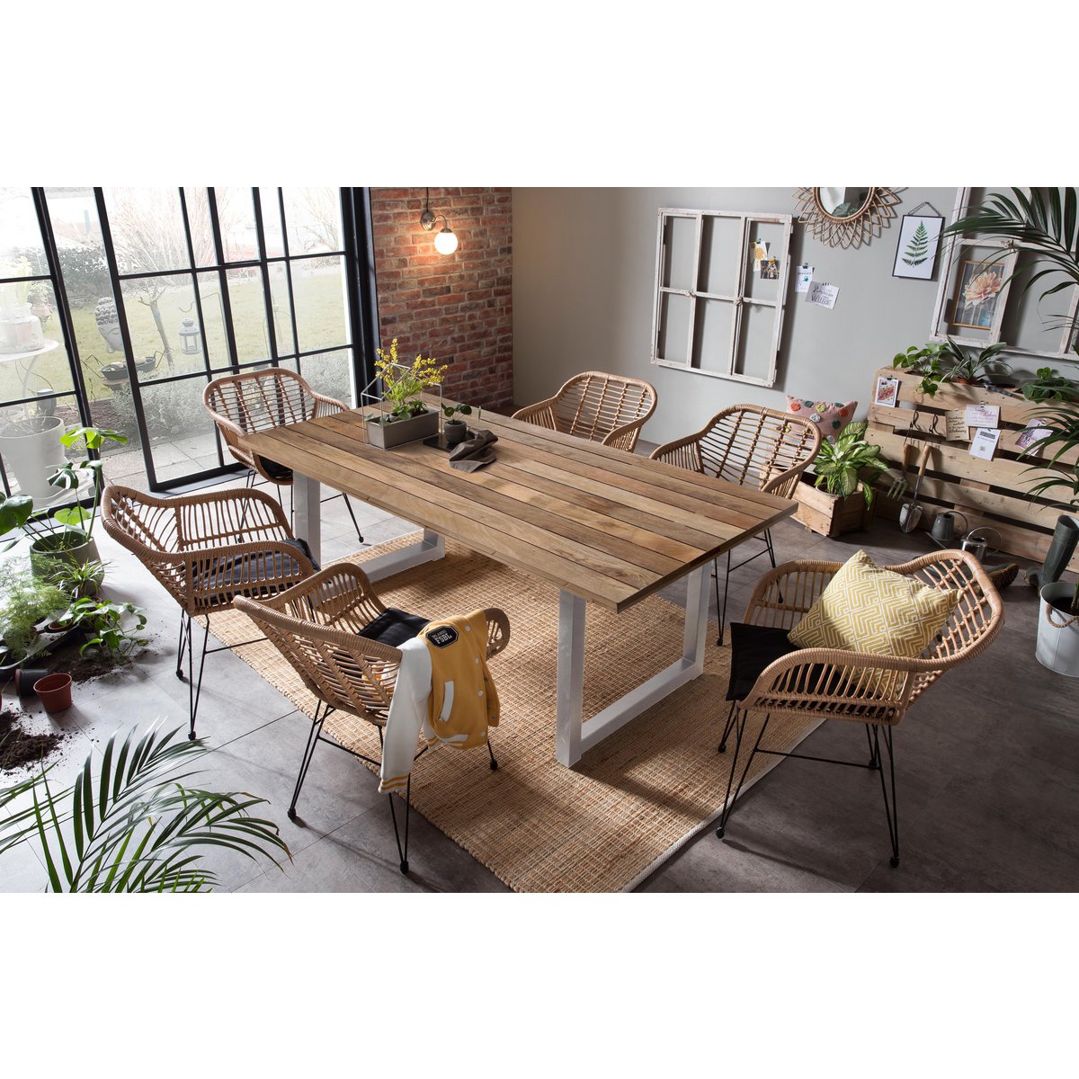 Moebilia Esstisch 200x100 cm aus Mangoholz & Metall – Industrial Design im Factory Look