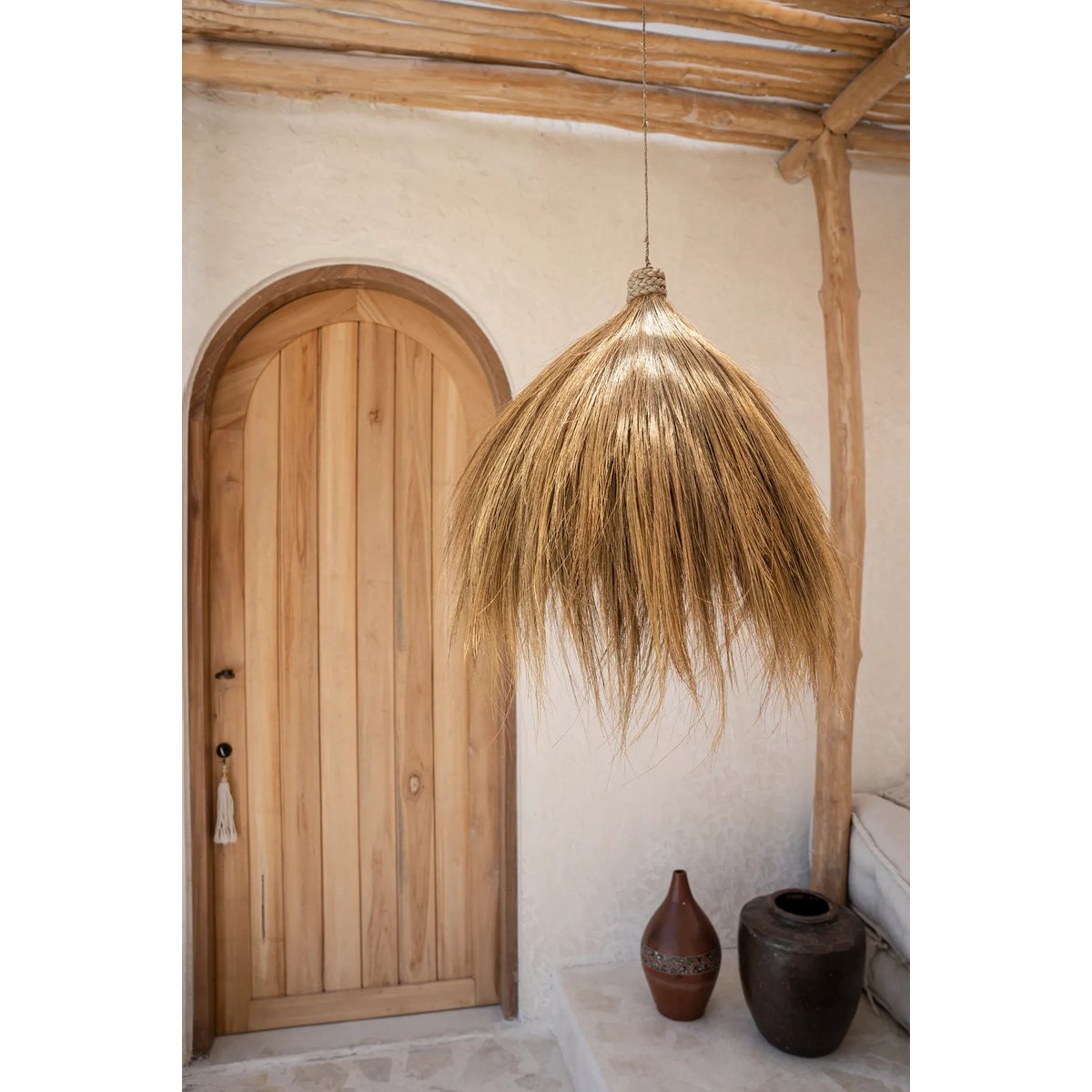Rayung Hut Pendelleuchte – Natürliche Hängelampe aus Grasfaser, warmes Licht & Boho-Design für Wohn- & Essbereiche