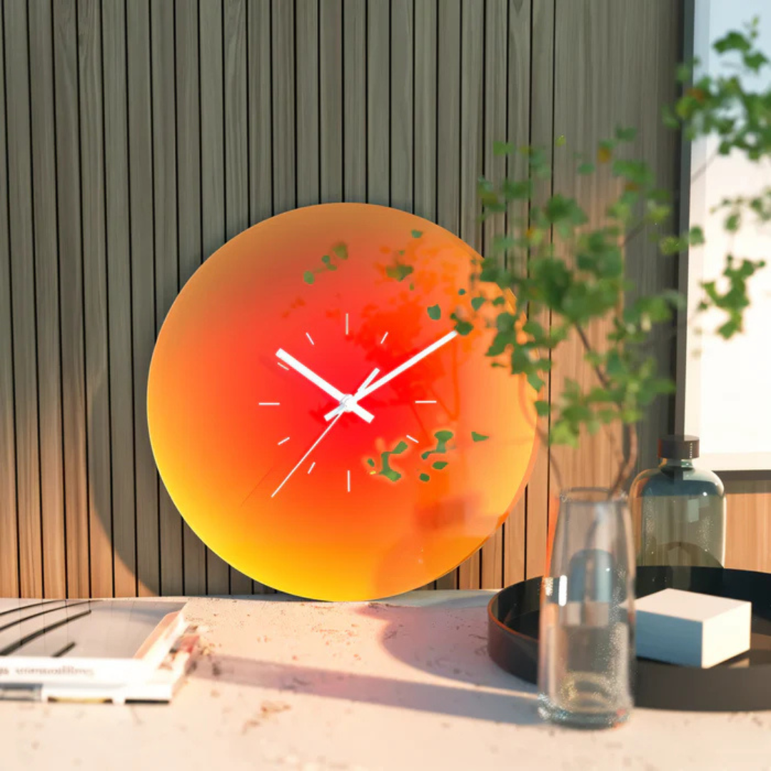 Sonnenuntergang | Große Wanduhr Modern aus Glas 2