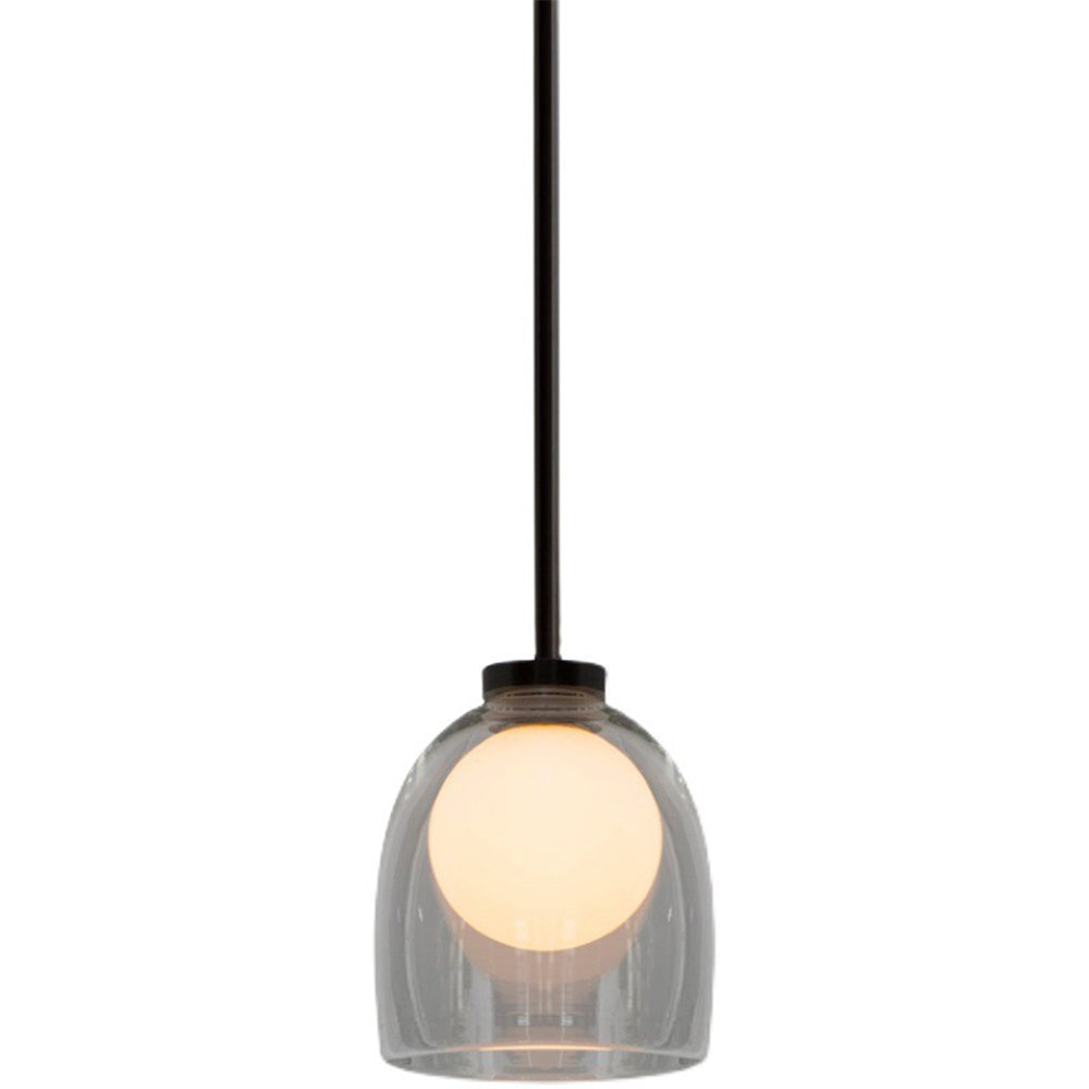 Elegante Pendelleuchte aus Glas mit Metallrahmen | Moderne Hängeleuchte für Esszimmer und Wohnbereich – G9 Leuchtmittel, D18 x H20 cm-1
