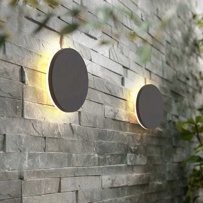 Moderne LED Wandleuchte Außen – Rundes Design, Wetterfest, IP65, Metall + Acryl, Durchmesser 18cm-2