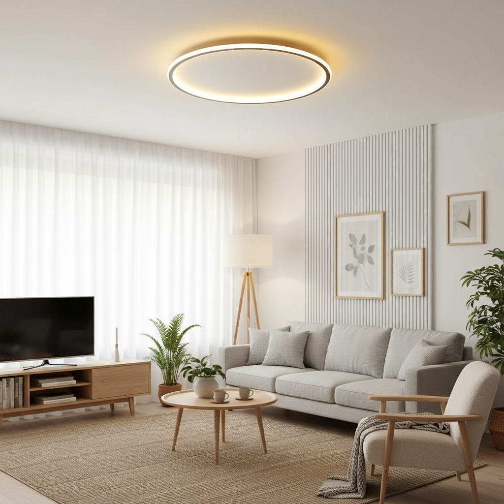 Skandinavische LED Deckenlampe | Runde Deckenleuchte Schwarz