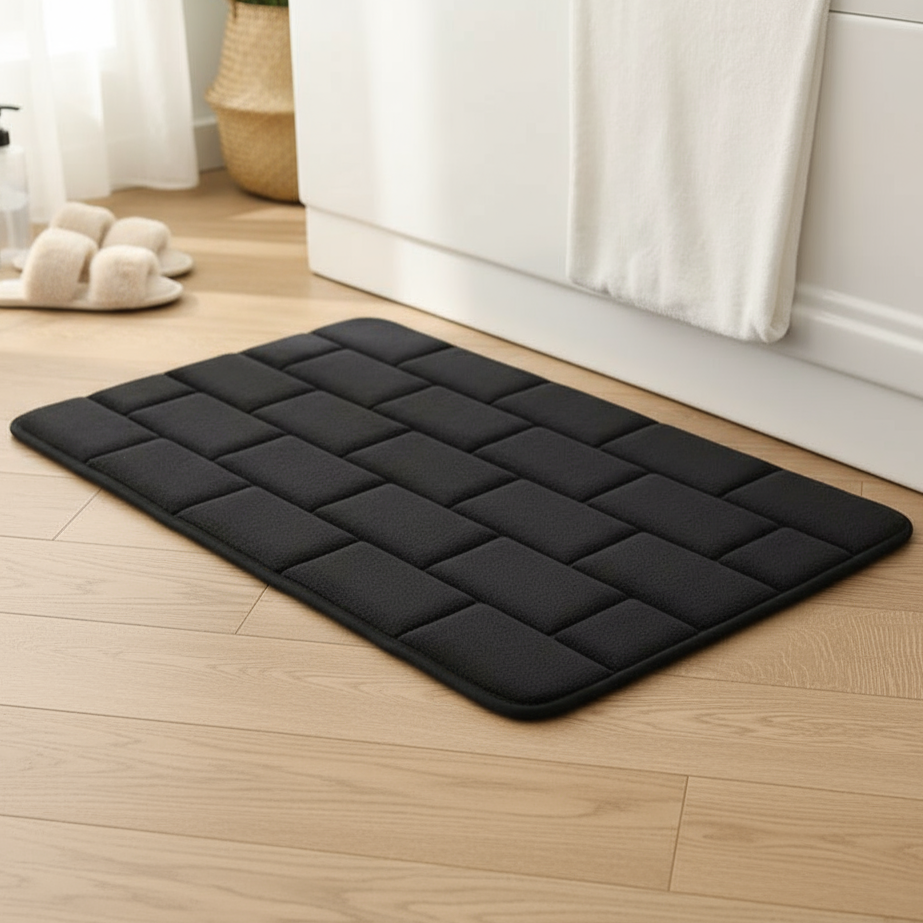 Tappetino antiscivolo per bagno beige motivo mattoni | Tappetini da bagno