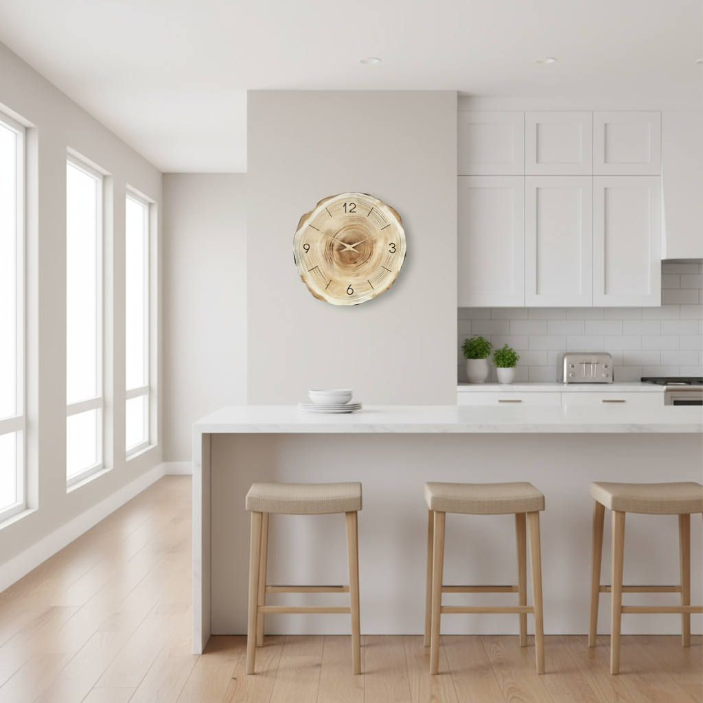 Stille Wanduhr Dandy | Moderne Holz-Wanduhr mit Textur