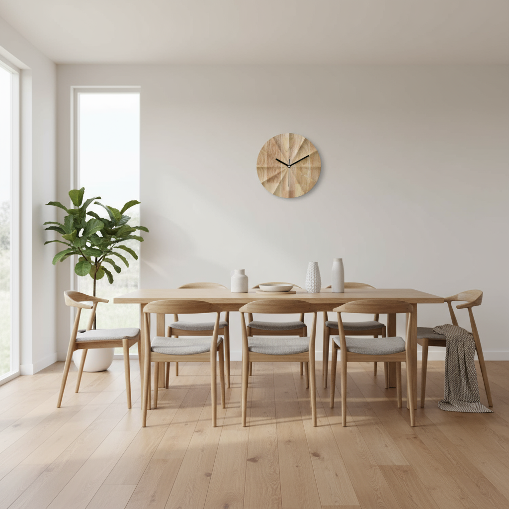 AuraClock | Wanduhr Modern 30 cm Holz Rund Bamboe