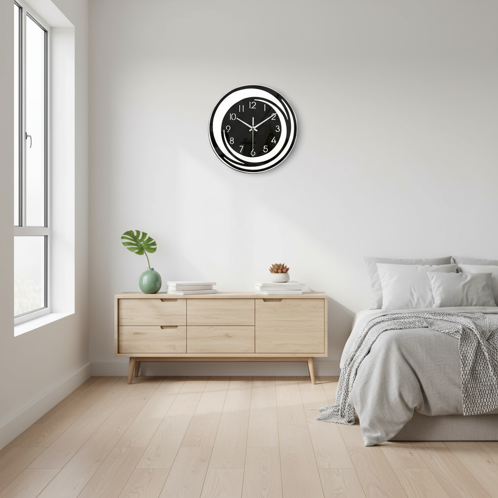 NoirTime | Moderne Schwarz Acryl Wanduhr