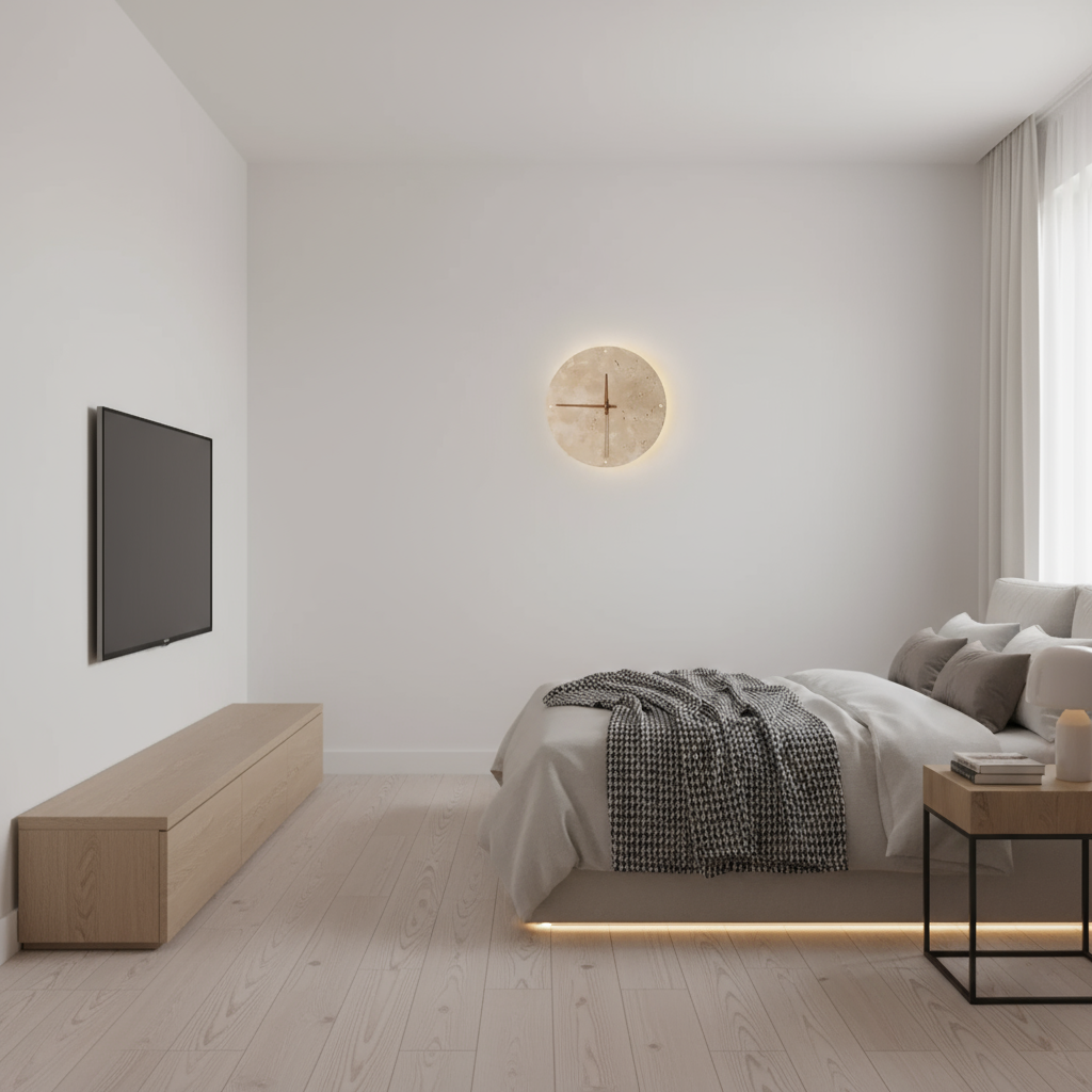 Secunda | Moderne Marmor LED Wanduhr 23 cm