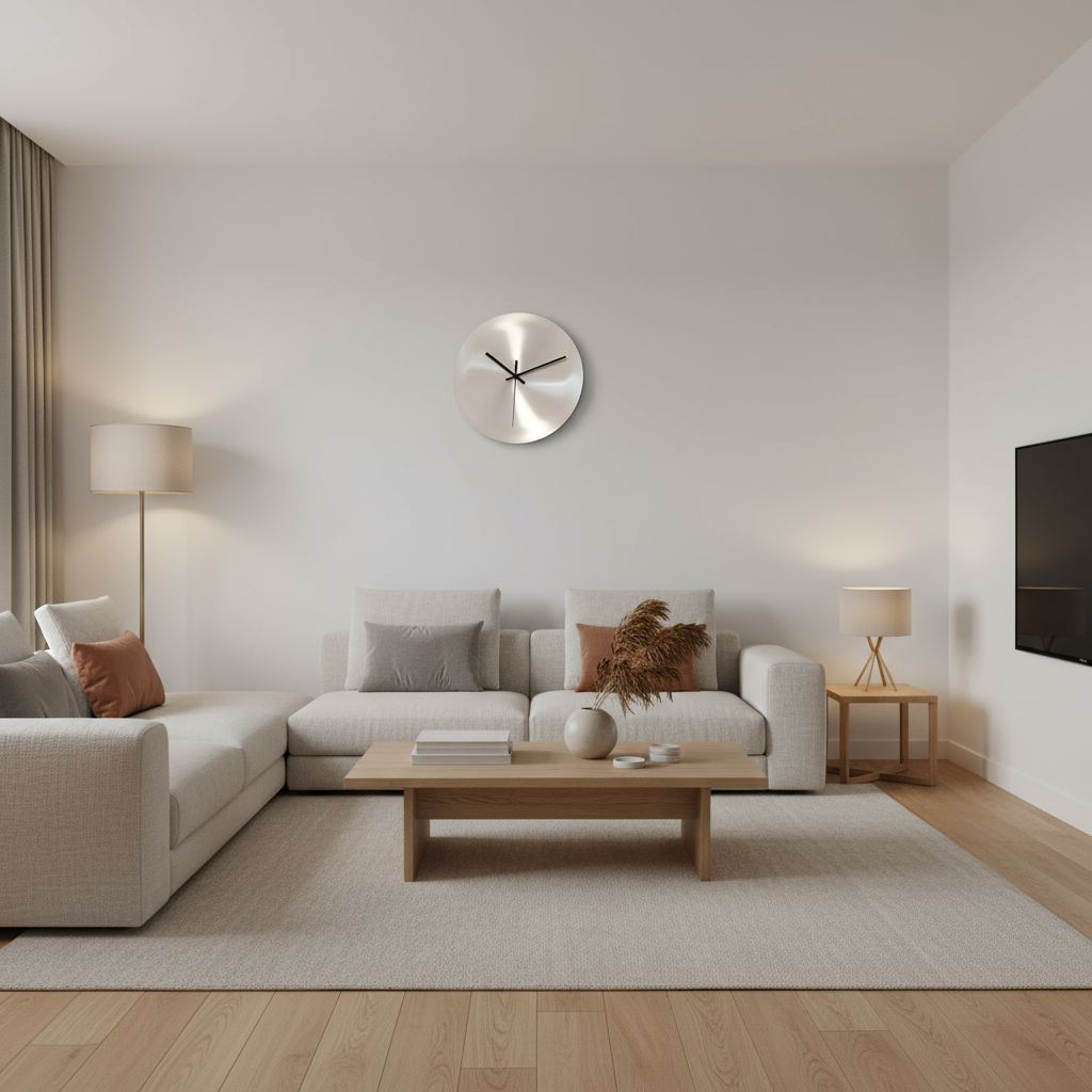 Edelstahl Wanduhr Groß | Modernes Design für Wohnzimmer