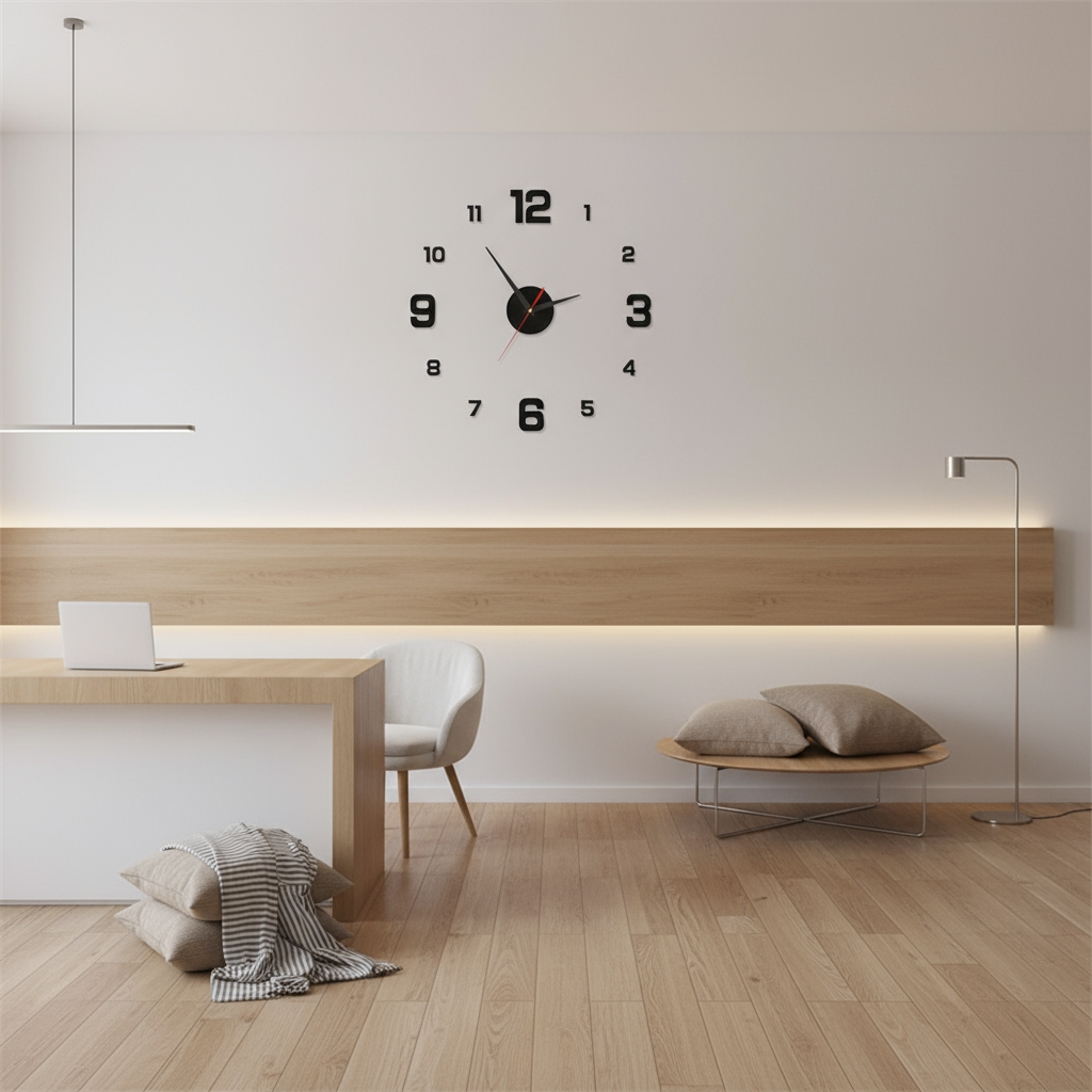Grensloze Randloze Wandklok | Modern Design