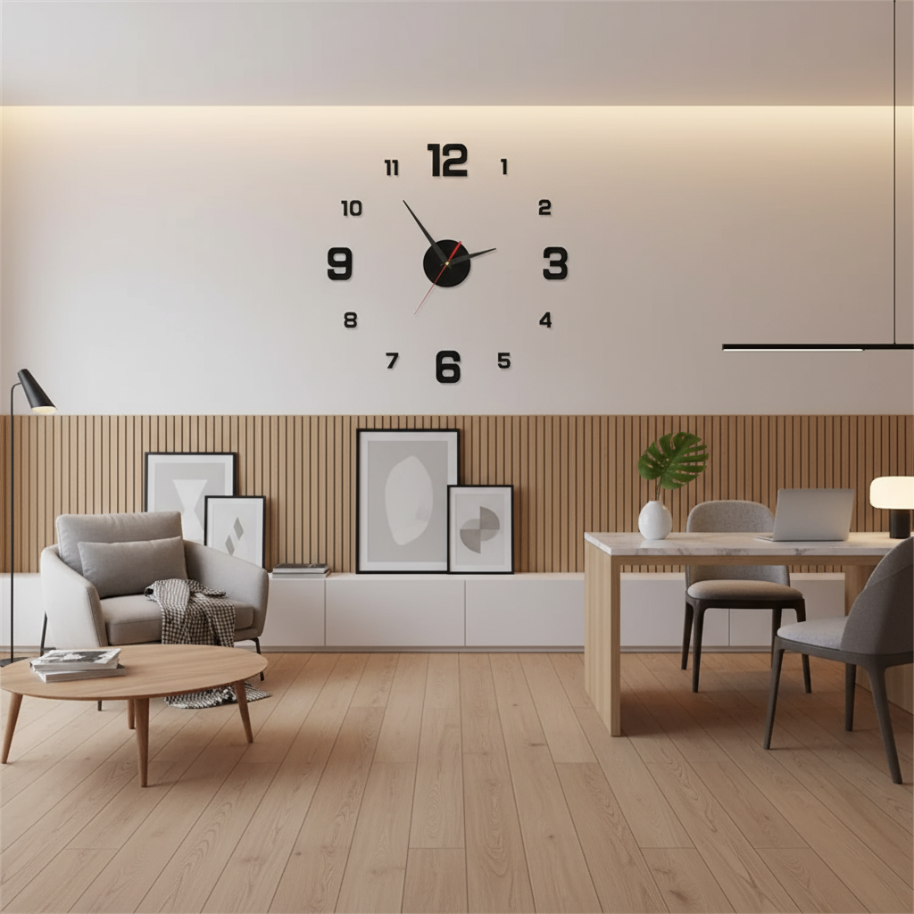 Grensloze Randloze Wandklok | Modern Design