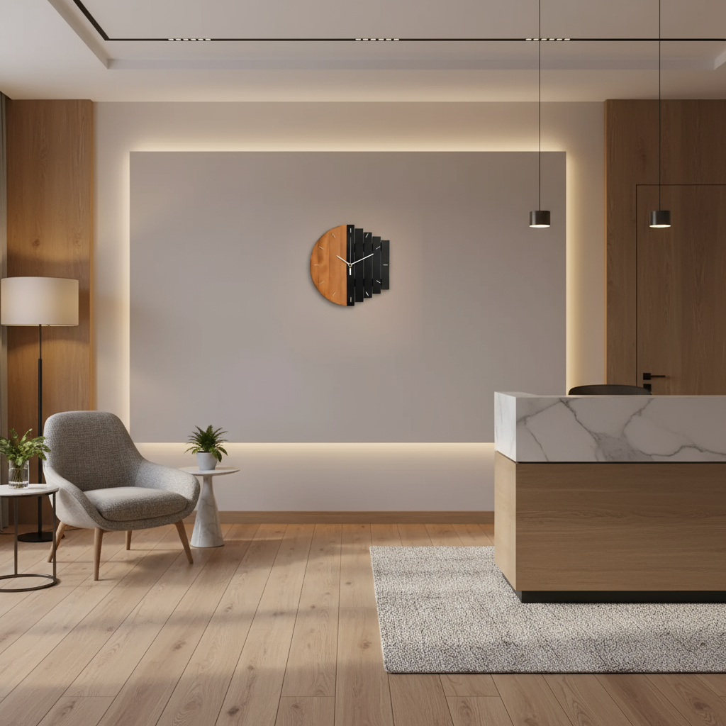 Vesper | Große Wanduhr Holz Modern für Wohnzimmer