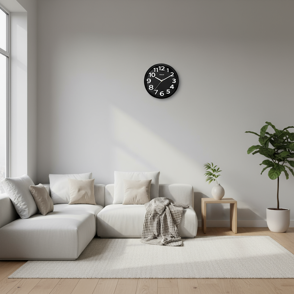 NumClock | Wanduhr Modern Schwarz 30 cm Kunststoff