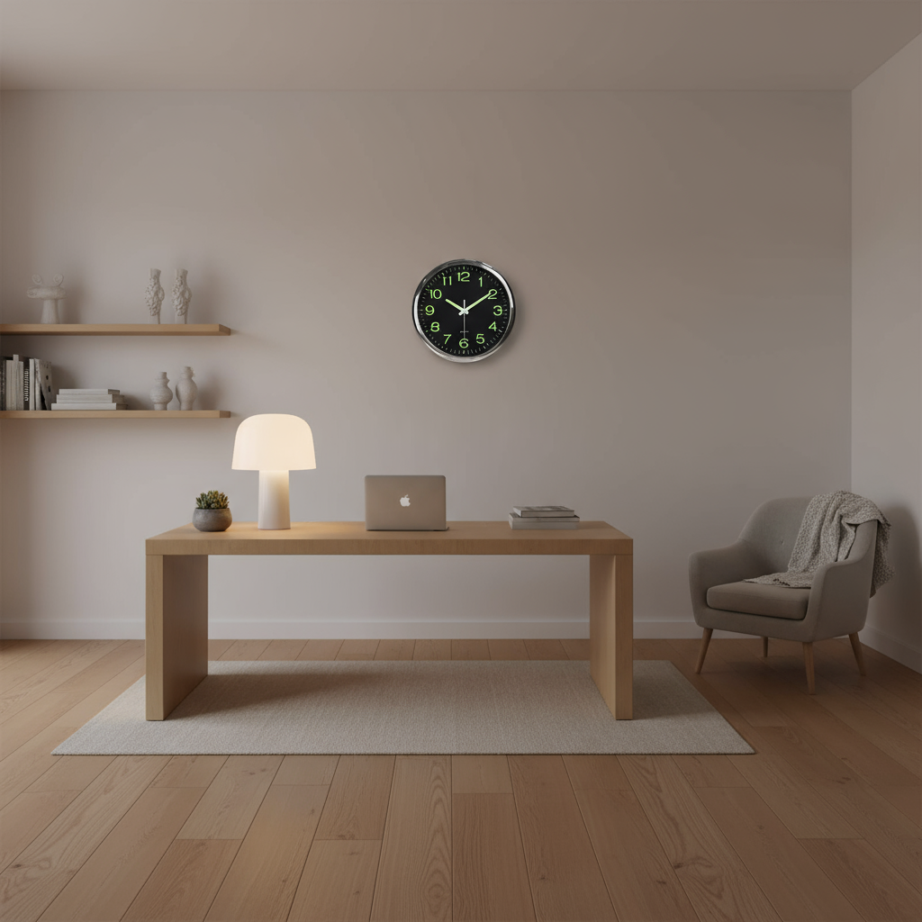 Treviq | Große Wanduhr Modern mit LED-Display Schwarz