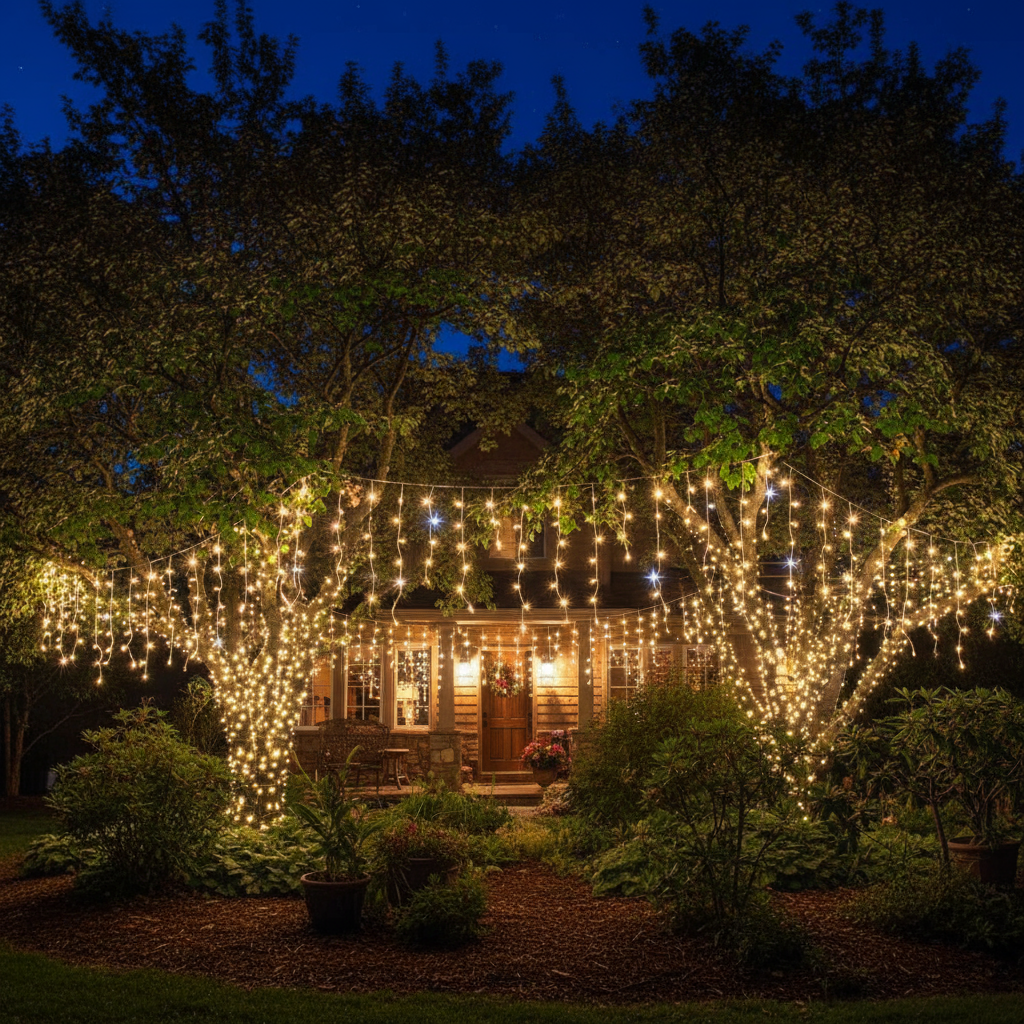 Feestelijke lichtgordijn | kerstverlichting voor buitengebied