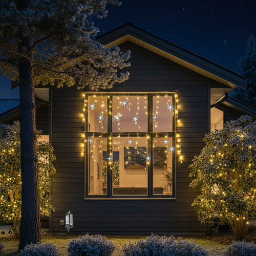 Feestelijke lichtgordijn | kerstverlichting voor buitengebied