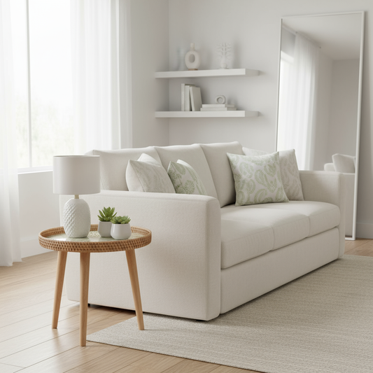 ScandiTripod Tavolino rotondo da divano in rattan – fatto a mano