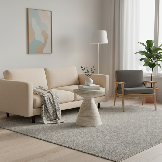 Tavolino laterale in pietra imitazione rotondo | Design minimalista